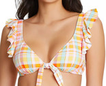 BLEU ROD BEATTIE Bikini Swim Top Hip to be Square Plaid Ruffled Size 6 $... - $29.99