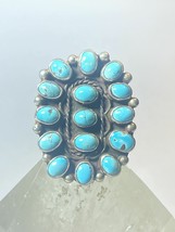 Turquoise ring big long Zuni southwest sterling  silver women size 8.50 - £181.54 GBP