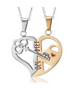 Couple Necklace Broken Heart 2pcs Key Love Pendant Double Color Valentin... - $128.62 MXN