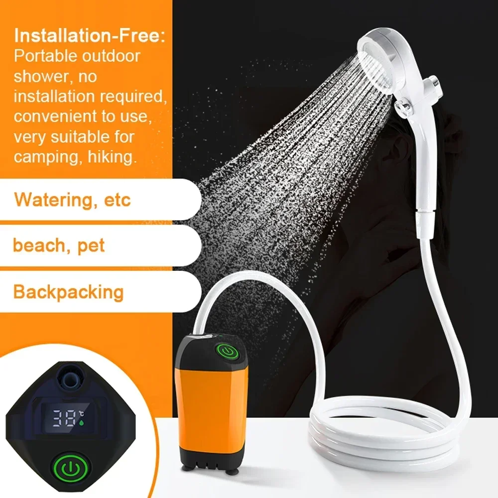 For Outdoor Camping Portable With Watering Electric Hiking Shower Pump Digital - £26.64 GBP+