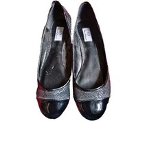 Hot In Hollywood Womens 10 Shoes Flats Black Shiny Toe dress  Faux Snake... - $259.45 MXN