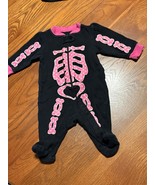 Baby Black Pink Skeleton Halloween Costume Sleeper Size Newborn - $16.66 CAD