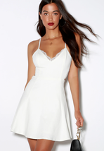 Lush Perfect Evening Ivory Lace Skater Dress Size Small NEW - £38.36 GBP