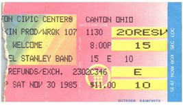 Vintage Michael Stanley Band Concert Ticket Stub November 30 1985 Canton Ohio - £31.04 GBP