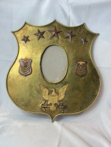 United States Navy Photo Frame Brass Shield Plaque Wall Hanger Eagle Anchor - £157.35 GBP