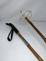 Vintage Nordic Bamboo 125 Cm Ski Poles with Handles &amp; Straps - £35.88 GBP