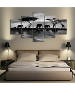 Multi Panel Print Elephant Walk Canvas 5 Piece Picture Wall Art Giraffe ... - £21.80 GBP+