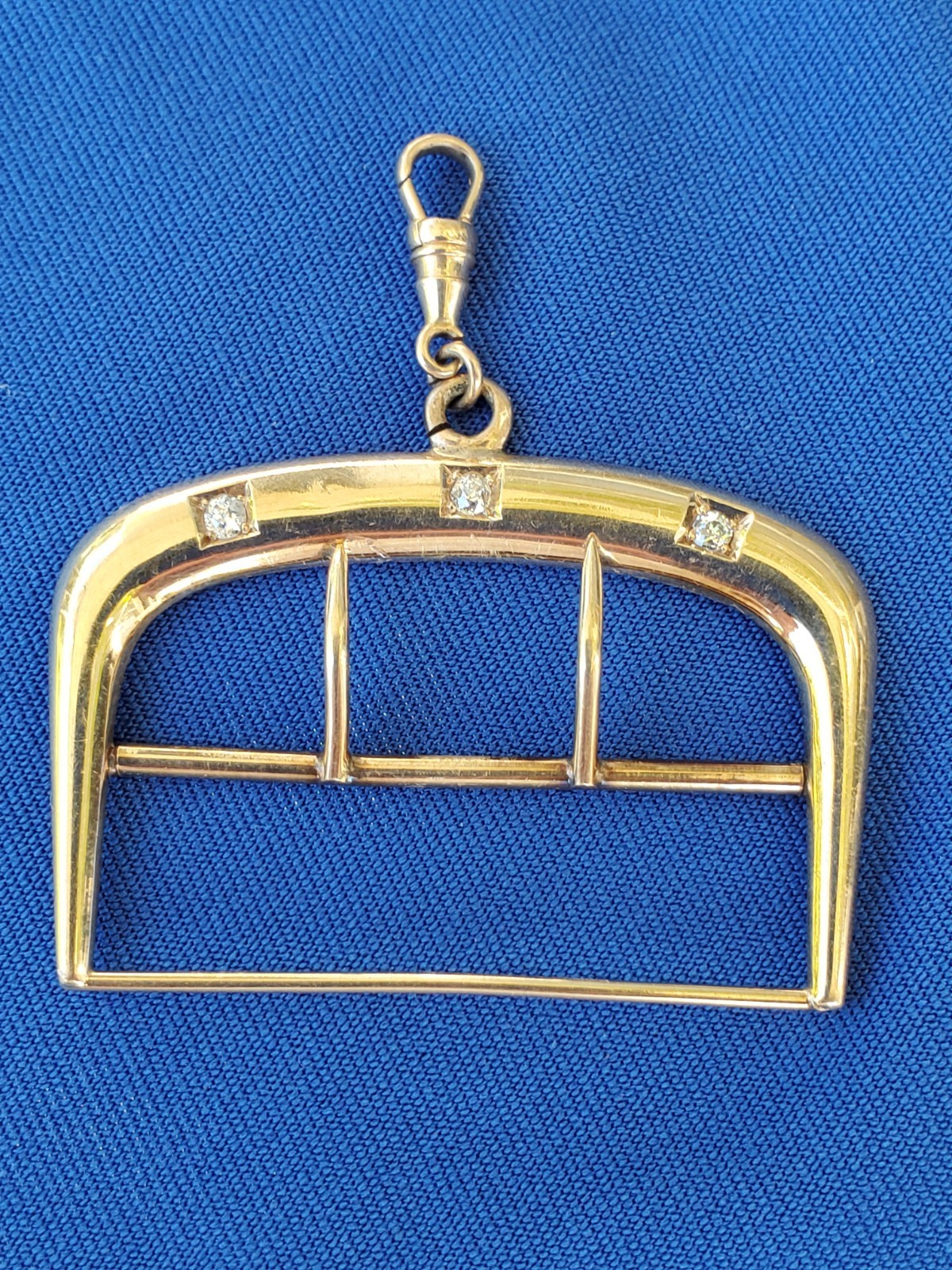 Vintage Earth Mined Diamond Buckle Deco Statement Pendant Solid 14k Gold 5.18 gr Item image 12