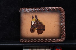 Vintage Genuine Leather Horse Wallet Bi-Fold Hand Tooled Beautiful NOS - $466.91 MXN