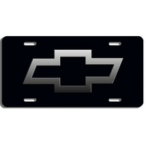 Chevy bowtie aluminum vehicle license plate car truck SUV tag  black - $16.34