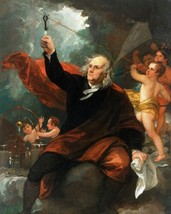 Art Benjamin Franklin Kite Electricity. Repro. Oil Painting Giclee Print Canvas - £6.86 GBP+