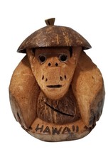 Vintage Hawaii Hand Carved Coconut Monkey Coin Bank Hand made souvenir - £7.55 GBP