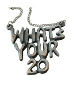 CB Guide Silvertone Chain Link WHATS YOUR 20 Pendant Necklace CB Radio Talk - $21.55 CAD