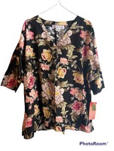 NWT VTG Michel Nicole Paris Floral Blouse Shirt 70s Women’s Size XL Mom ... - $20.79