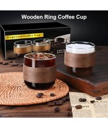 2PCS Coffee Cup Set 5oz Cups with Anti-Scalding Wooden Rings,Nice Gift - $13.76