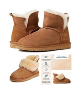 FIRESIDE Boots Womens 10 Suede PERTH Foldover Sheepskin Real Fur Shoes - £65.94 GBP
