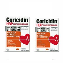 Lot of 2  Coricidin HBP Max Cold, Flu &amp; Chest- 24 Liquid Gels ea exp 03/... - $16.69