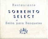 Restaurante Sorrento Select Menu Avda Corrientes 668 Buenos Aires Argent... - £17.09 GBP