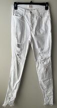 Vibrant MIU Jeans Women Size 7 Solid White Very Distressed Ankle Skinny ... - $20.38
