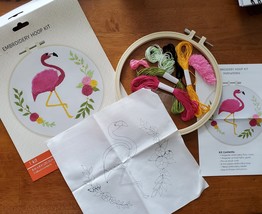 Embroidery Hoop Kit, Flamingo Flowers, Sewing Patterns, Needlepoint Pattern image 2