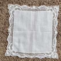 Vintage Doily White w/ Lace Trim Cotton Approx 9x9 Inch - £8.20 GBP