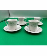 Set 4 Tirschenreuth Baroness FLEUR DE LIS BLUE Demitasse Cup &amp; Saucer Sets - $2,635.11 MXN