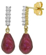 Galaxy Gold GG 14k Solid Gold Diamond-Ruby Dangle Earrings - $699.16 CAD