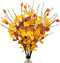 Fall Stems With Orange Berries Autumn Leaves Plants For Home Office Table, 26.7&quot; - £24.01 GBP