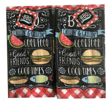 Barbecue BBQ Grilling Dish Towels Set of 2 Summer Beach 100% Cotton Cook... - £17.92 GBP