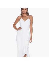 XSCAPE Rhinestone-Strap Midi Dress White/Silver Size 6 $239 - £87.31 GBP