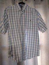 Wrangler Jeans Co. Twenty X Mens Button Down Cotton Shirt Blue Tartan Plaid - $9.86