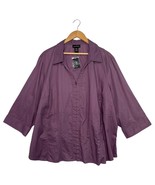 New Lane Bryant Top Womens 26 28 Purple 3/4 Sleeve Button Front Blouse C... - $418.95 MXN