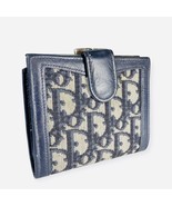 Christian Dior Trotter Canvas Leather Bifold Wallet Kiss Lock Purse Navy... - $221.55 CAD