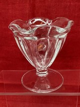 Ice Cream Parlor Sundae Glasses Clear Footed Parfait VTG 4&quot; Hexagon Sunday Cup - £6.98 GBP
