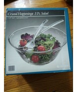 Salad bowl set Indiana Glass Crystal Happenings 3 pc  Vtg w/ box - £7.90 GBP