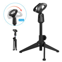 Universal Adjustable Desk Microphone Stand Portable Foldable Tripod Mic Holder - £10.10 GBP