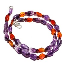 Amethyst Lace Agate Natural Gemstone Beads Jewelry Necklace 17&quot; 108Ct. KB-618 - £8.66 GBP