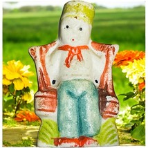 Vtg Antique Miniature Porcelain 2 1/4&quot; JAPAN Boy Carrying Water Figurine - $7.87