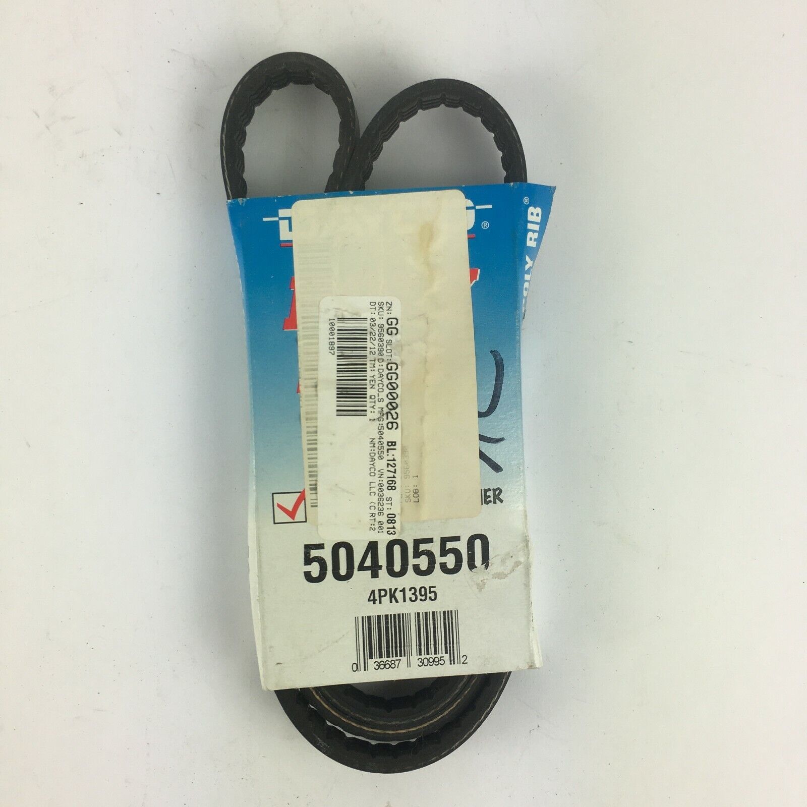 Genuine Dayco Poly Rib Automotive Tensioner Belt 5040550-4PK1395 A5 - $12.99