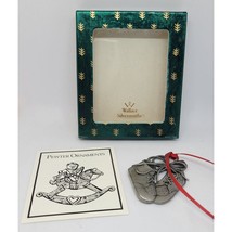 Baby shoes 1st Christmas Ornament Pewter Wallace Silversmiths Vintage Rare - $290.59 MXN