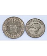 Lot of 2 New Zealand Silver Coins (1941 Florin and 1943 1/2 Crown) XF Co... - $1,547.07 MXN