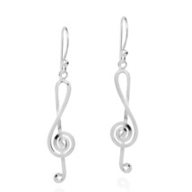 Melody Musical Treble Clef Notes Sterling Silver .925 Dangle Earrings - £12.61 GBP