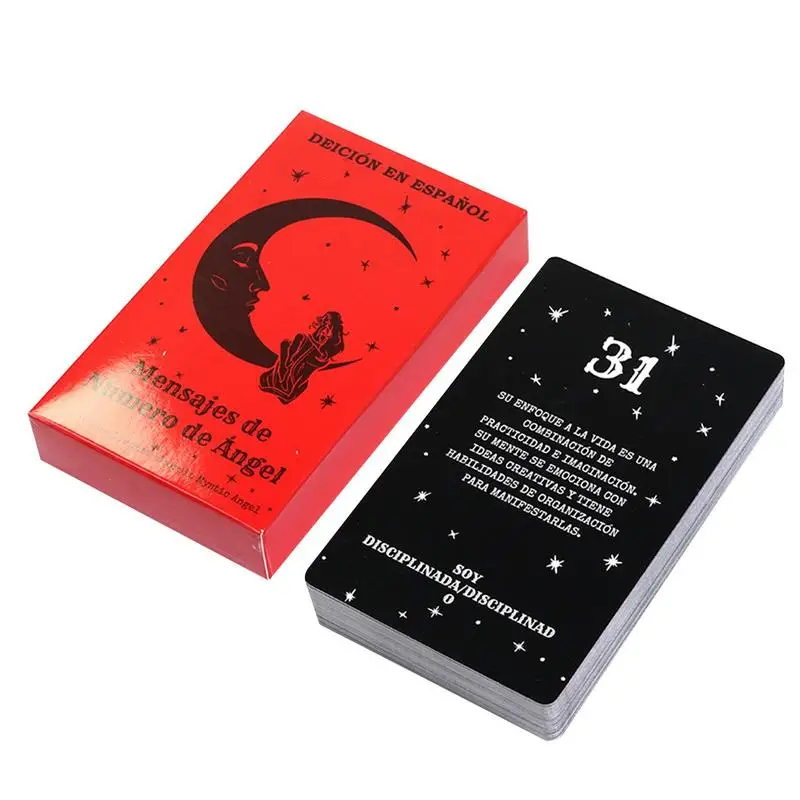 Tarot Deck Cards 44 Cards Mensajes de Numero de Angel English Version Oracle - £12.28 GBP