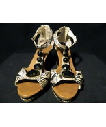 LIBBY EDELMAN Bani Snakeskin Embossed Jeweled Platform Wedges Sandals 8.5M - $43.26 CAD