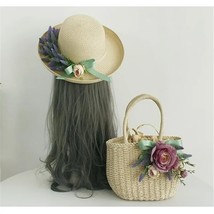 2021  Rattan Beach Bag Women Handmade Straw Bags Summer Flowers Handbags Drawstr - £137.27 GBP