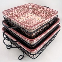Temptations Old World Cranberry Red Square Baker Trivet Rack Set 1.5, 2 &amp; 2.5 Qt - £59.11 GBP