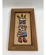 Vintage Texeramics Framed Terra Cotta Tile Art Kachina Doll 1977 Signed