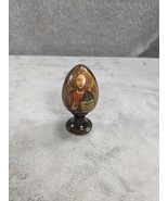 Eastern European 3” Jesus Christ Wooden Egg On Stand - $10.38