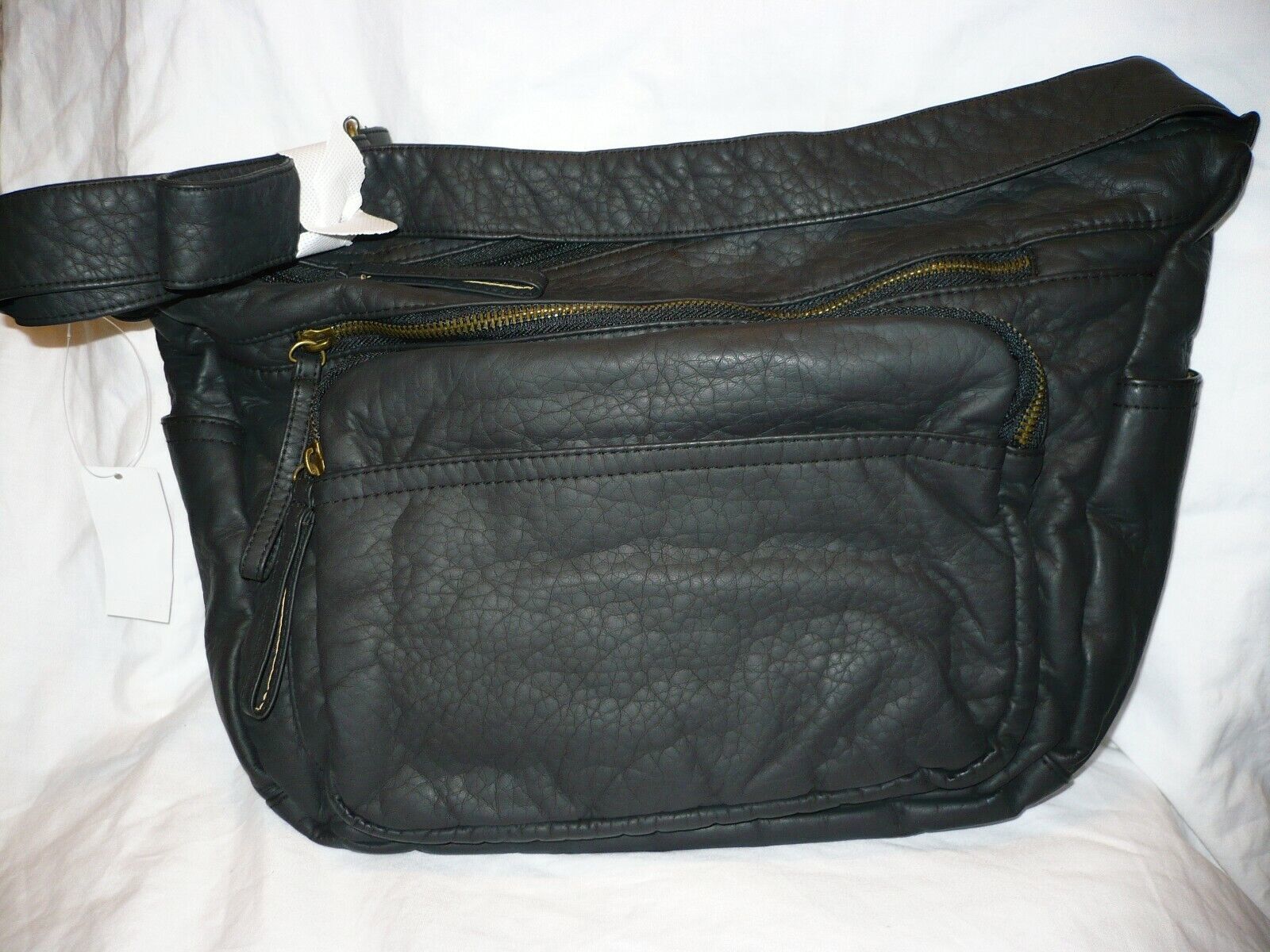 Sears Brand Women&#39;s Hobo Shoulder Purse Bag Faux Washed Leather Black NE... - $31.92