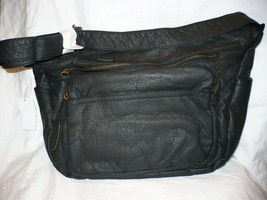 Sears Brand Women&#39;s Hobo Shoulder Purse Bag Faux Washed Leather Black NE... - £23.00 GBP